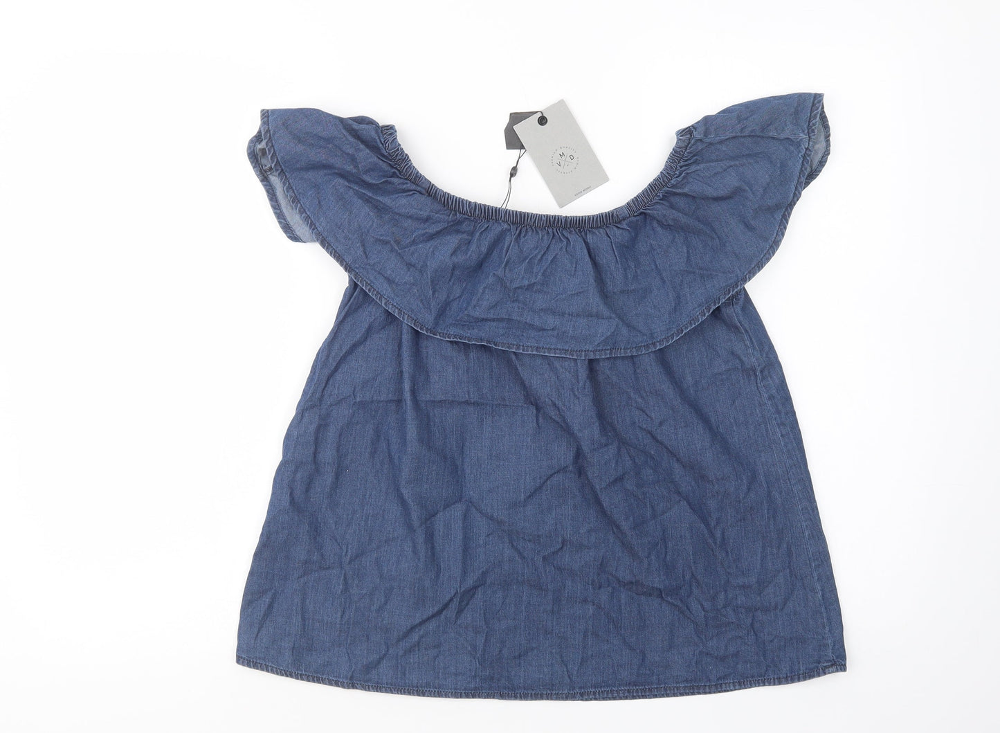 VERO MODA Womens Blue  Cotton Basic Blouse Size M Off the Shoulder