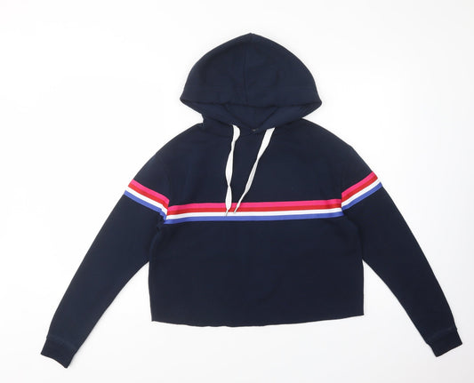 Primark Womens Blue Striped Polyester Pullover Hoodie Size 6  Pullover