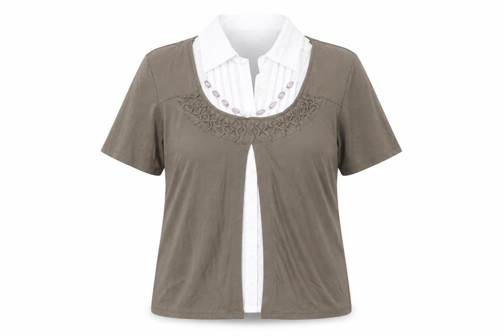 Gabriella Vicenza Womens Green  Polyester Basic Blouse Size 10 Collared