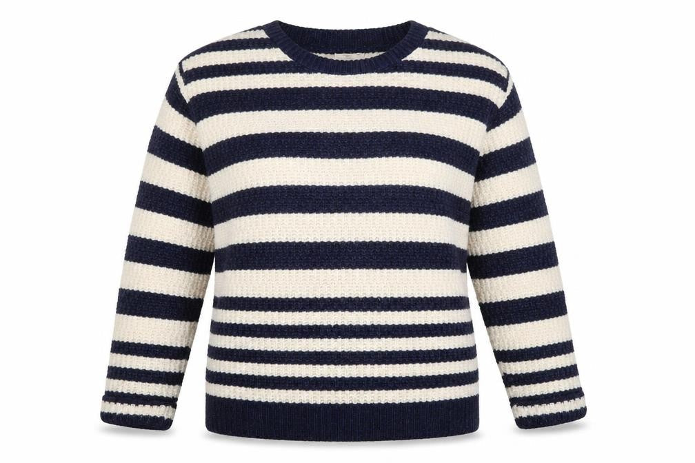 New Look Womens Blue Round Neck Striped Acrylic Pullover Jumper Size 8