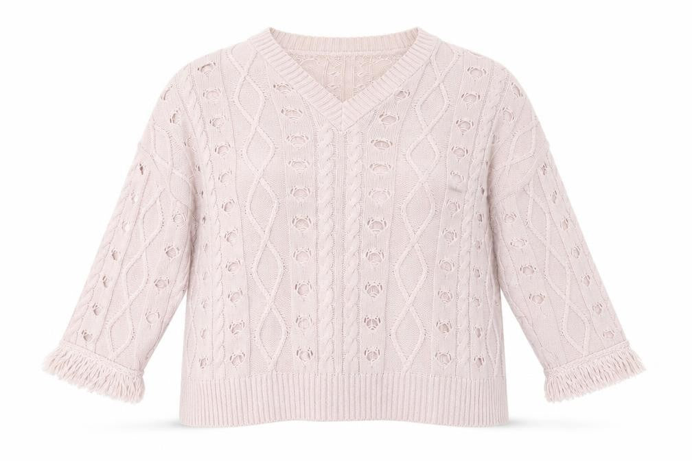 Religion Womens Pink V-Neck  Cotton Pullover Jumper Size 8