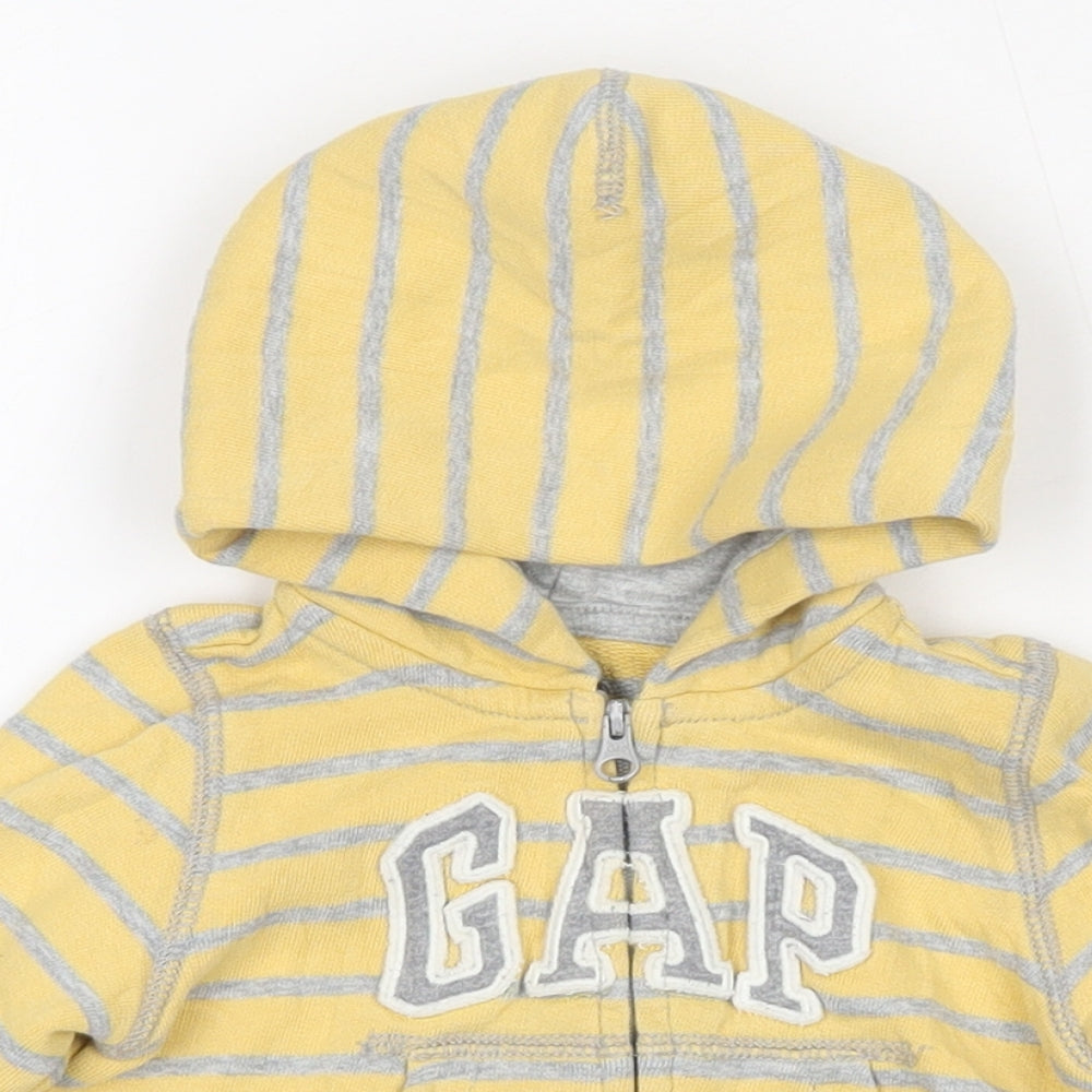 Gap Baby Yellow Striped 100% Cotton Full Zip Jumper Size 3-6 Months  Zip