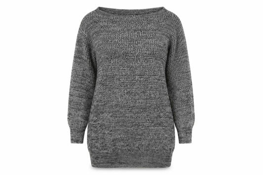 Be Jealous  Womens Grey  Acrylic Jumper Dress  Size S  Off the Shoulder Pullover