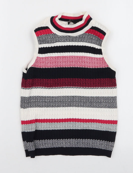 Atmosphere Womens Multicoloured Striped Cotton Camisole Tank Size 10 High Neck