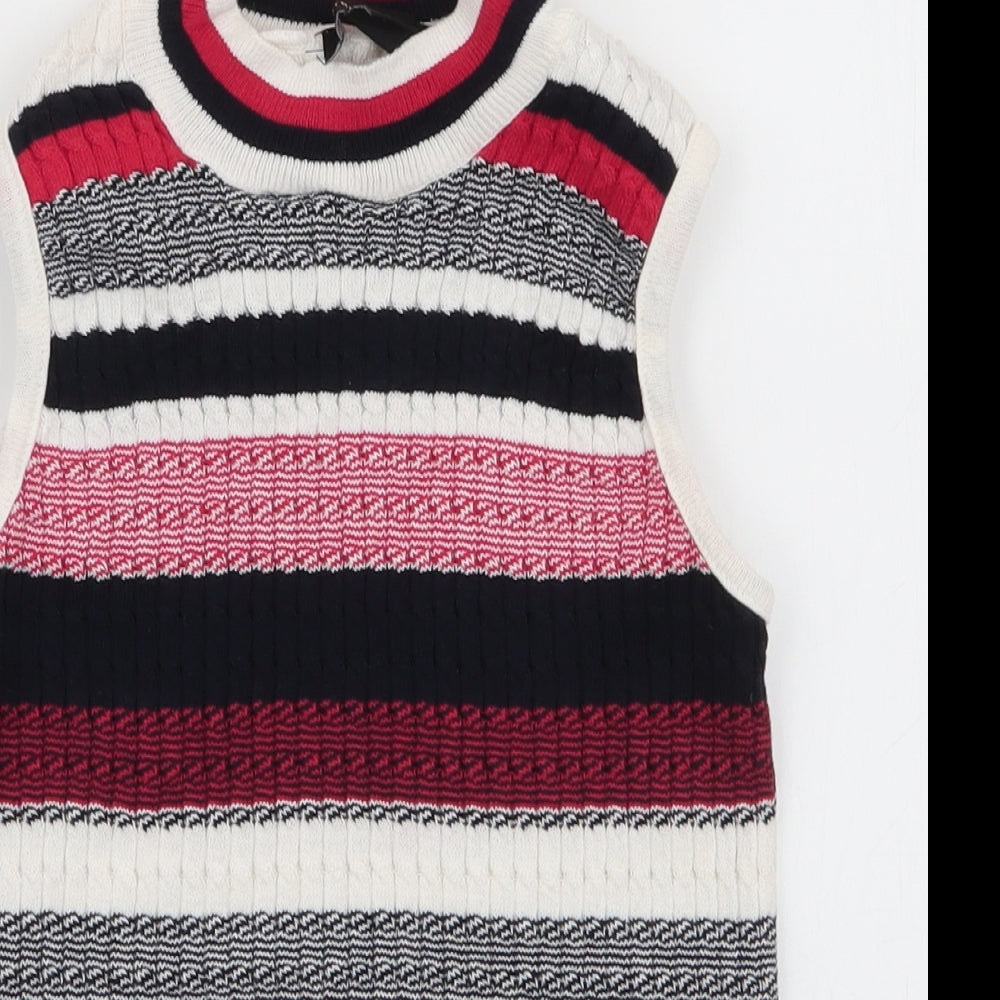 Atmosphere Womens Multicoloured Striped Cotton Camisole Tank Size 10 High Neck