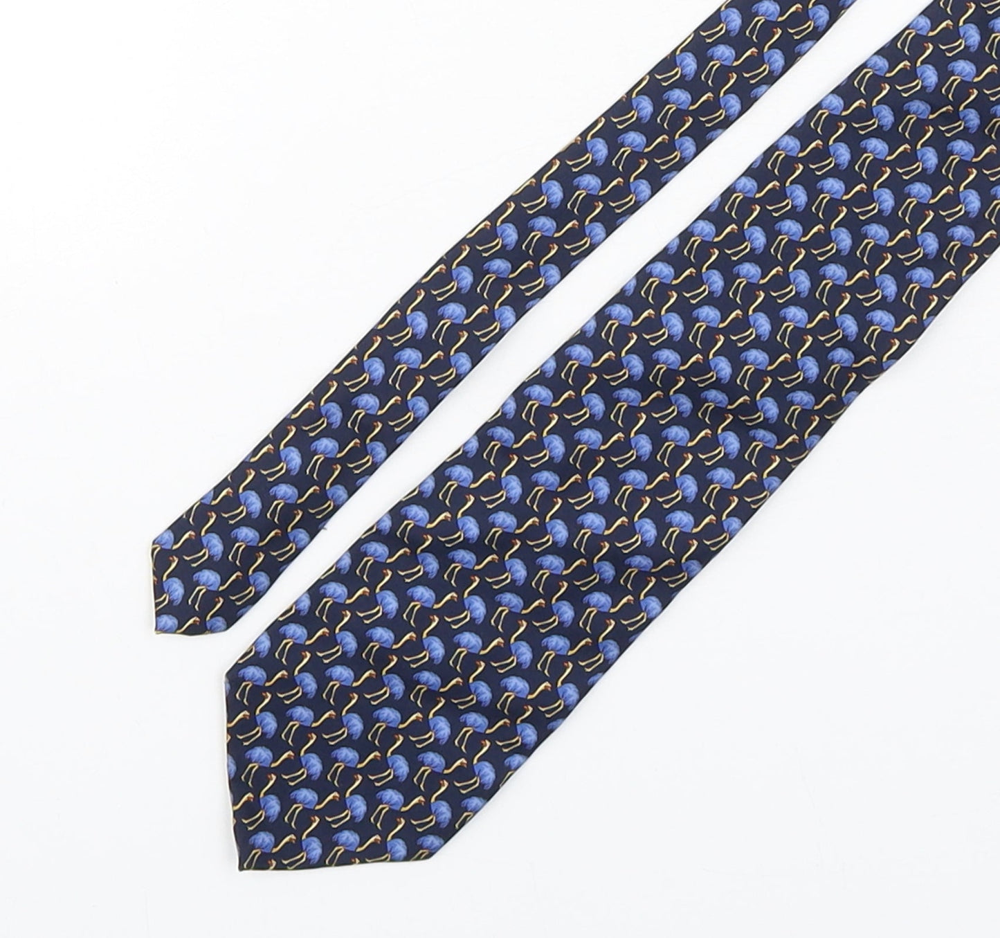 Beaufort Mens Blue Geometric Silk Pointed Tie One Size - Ostriches