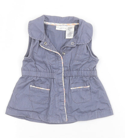 Max Studio Girls Blue   Basic Jacket Waistcoat Size 6-9 Months   Snap