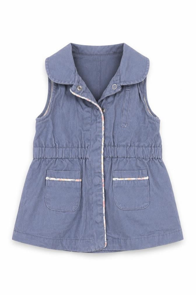 Max Studio Girls Blue   Basic Jacket Waistcoat Size 6-9 Months   Snap