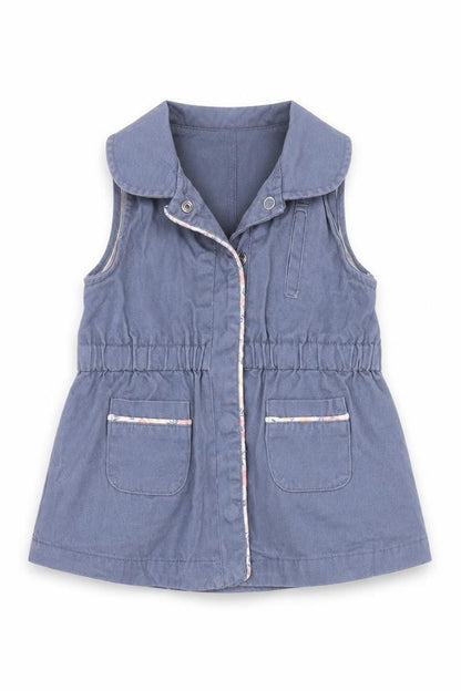Max Studio Girls Blue   Basic Jacket Waistcoat Size 6-9 Months   Snap
