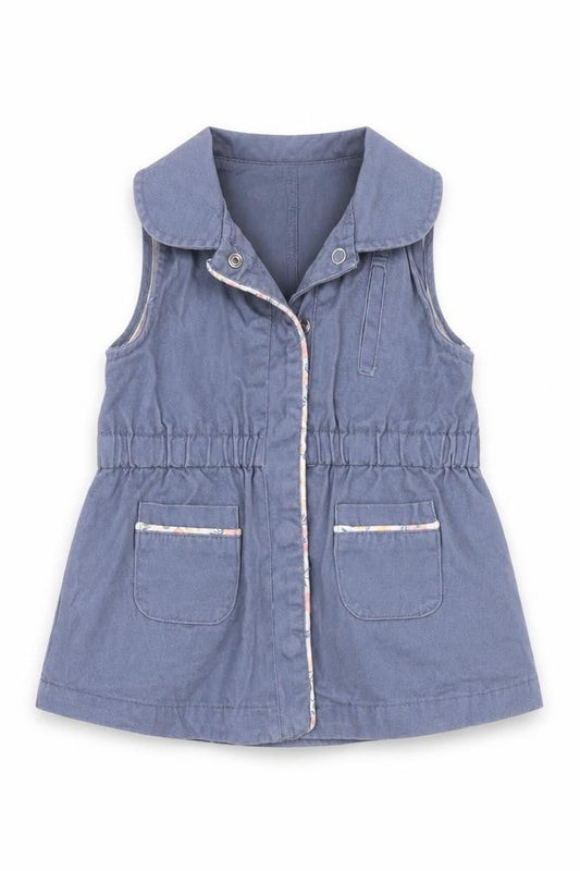 Max Studio Girls Blue   Basic Jacket Waistcoat Size 6-9 Months   Snap