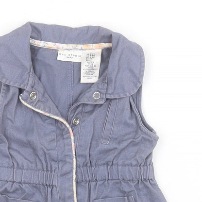 Max Studio Girls Blue   Basic Jacket Waistcoat Size 6-9 Months   Snap