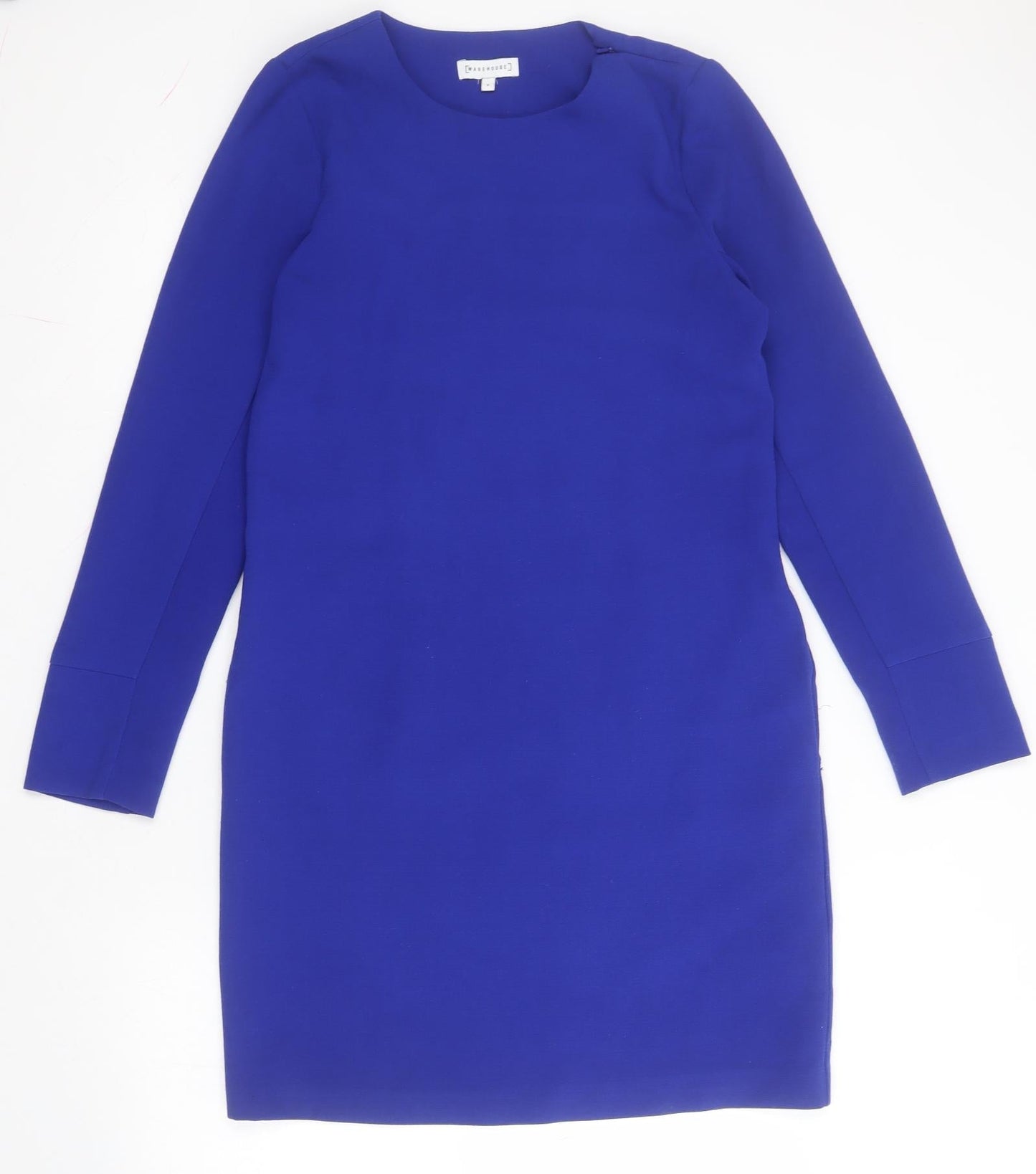 Warehouse Womens Blue  Polyester Shift  Size 8  Round Neck Zip