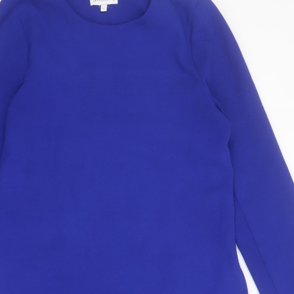 Warehouse Womens Blue  Polyester Shift  Size 8  Round Neck Zip
