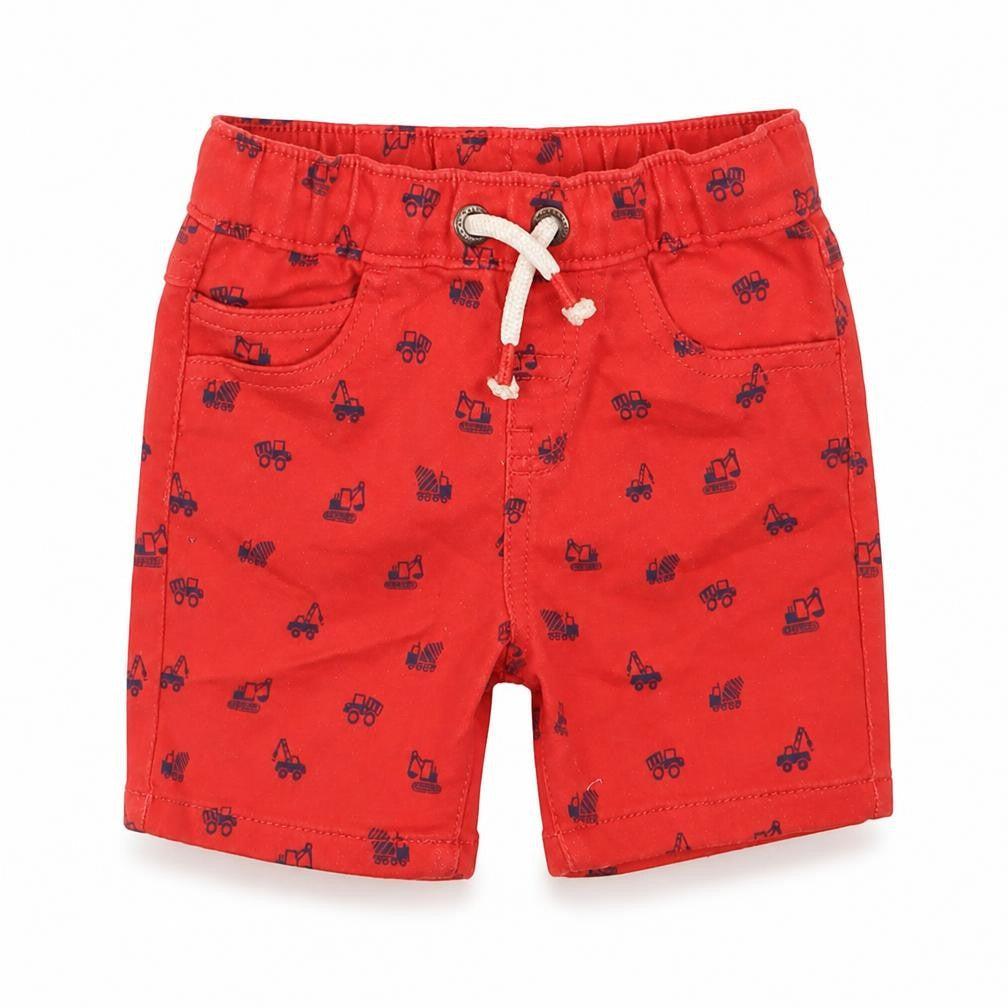 George Boys Red Geometric Cotton Bermuda Shorts Size 2 Years  Regular Tie - trucks