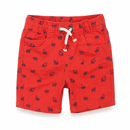 George Boys Red Geometric Cotton Bermuda Shorts Size 2 Years  Regular Tie - trucks