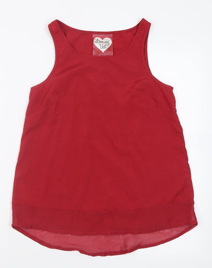 Atmosphere Womens Red  Polyester Basic Tank Size 8 Scoop Neck
