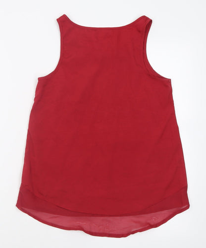 Atmosphere Womens Red  Polyester Basic Tank Size 8 Scoop Neck