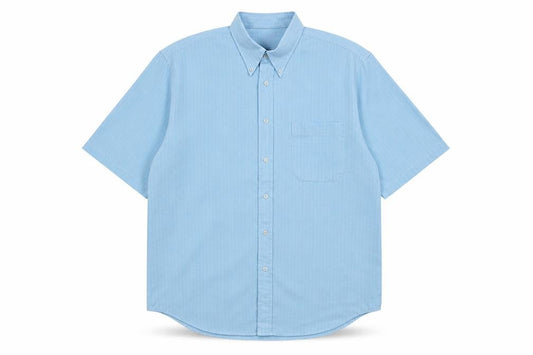 defined Mens Blue  Polyester  Button-Up Size L Collared Button