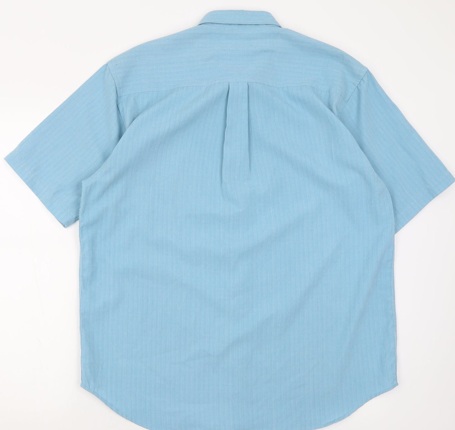 defined Mens Blue  Polyester  Button-Up Size L Collared Button