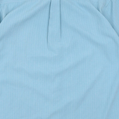 defined Mens Blue  Polyester  Button-Up Size L Collared Button