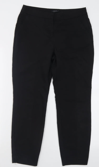 Papaya Womens Black  Polyester Trousers  Size 12 L27 in Regular Hook & Eye