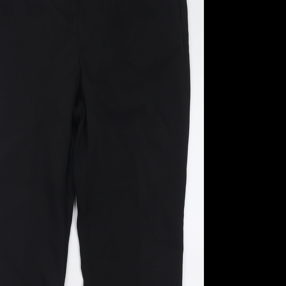 Papaya Womens Black  Polyester Trousers  Size 12 L27 in Regular Hook & Eye