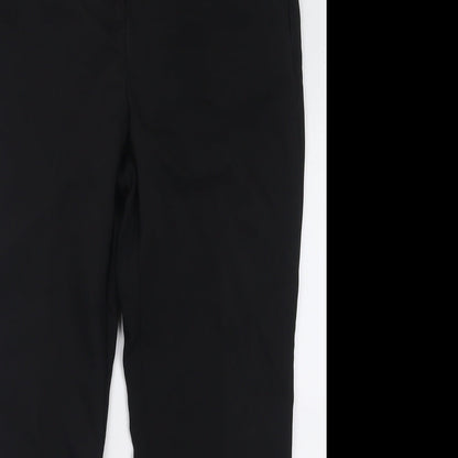 Papaya Womens Black  Polyester Trousers  Size 12 L27 in Regular Hook & Eye