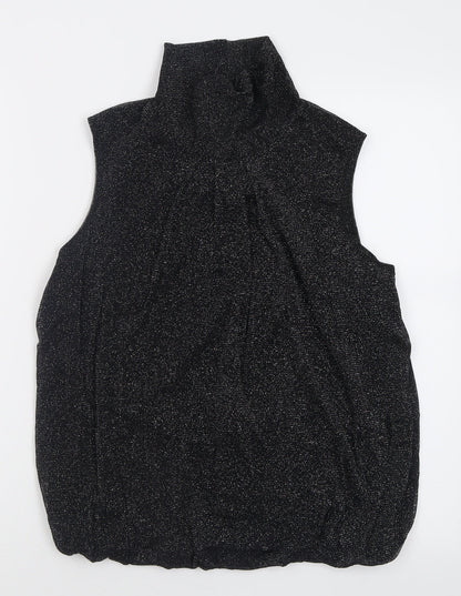Debenhams Womens Black  Nylon Basic Tank Size 12 Roll Neck