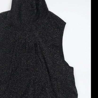 Debenhams Womens Black  Nylon Basic Tank Size 12 Roll Neck