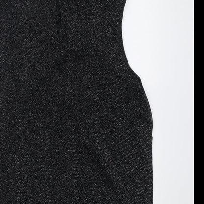 Debenhams Womens Black  Nylon Basic Tank Size 12 Roll Neck