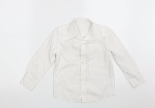 F&F Boys White  Polyester Basic Button-Up Size 5-6 Years Collared Button