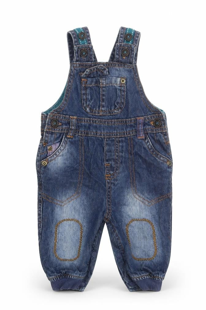 Marks & Spencer Baby Blue  Cotton Pinafore/Dungaree Dress  Size 0-3 Months  Square Neck Button