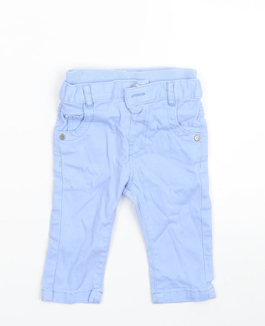 Marks and Spencer Baby Blue  Cotton Cropped Jeans Size 6-9 Months  Button