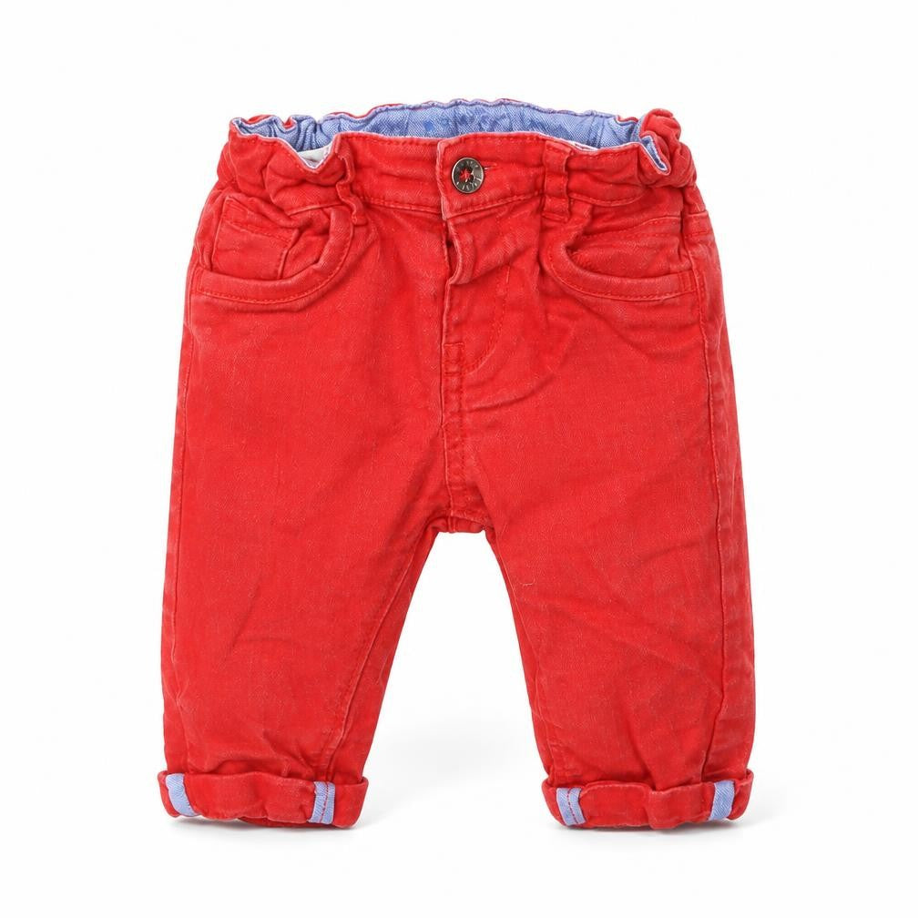 Marks & Spencer Baby Red  Cotton Cropped Jeans Size 3-6 Months  Button