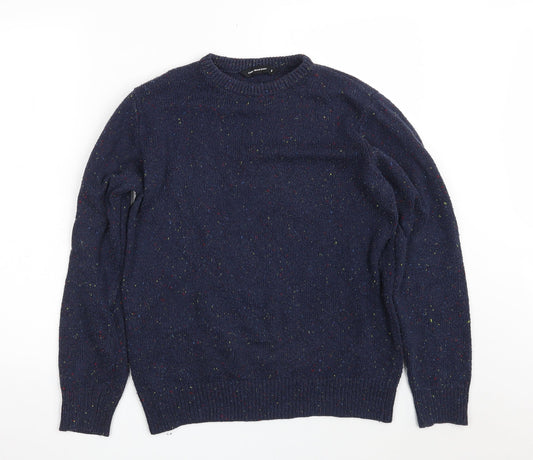 Cedar Wood State Mens Blue Crew Neck  Acrylic Pullover Jumper Size S