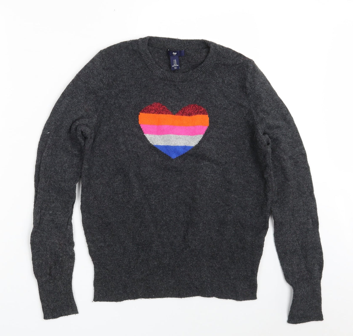 Gap Girls Grey Crew Neck  Cotton Pullover Jumper Size M   - 165 cm