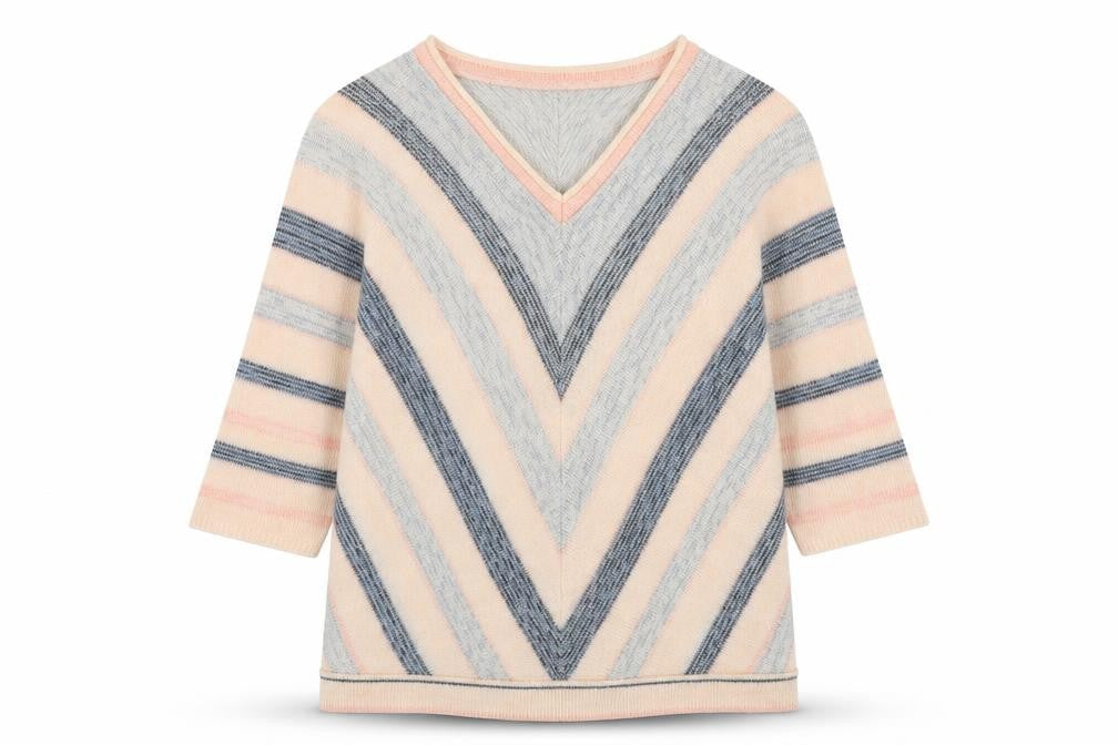 AproductZ GmbH Womens Multicoloured V-Neck Geometric Acrylic Pullover Jumper Size 22