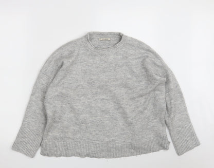 Pull&Bear Womens Grey Round Neck  Acrylic Pullover Jumper Size S   - Cropped