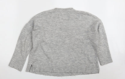Pull&Bear Womens Grey Round Neck  Acrylic Pullover Jumper Size S   - Cropped