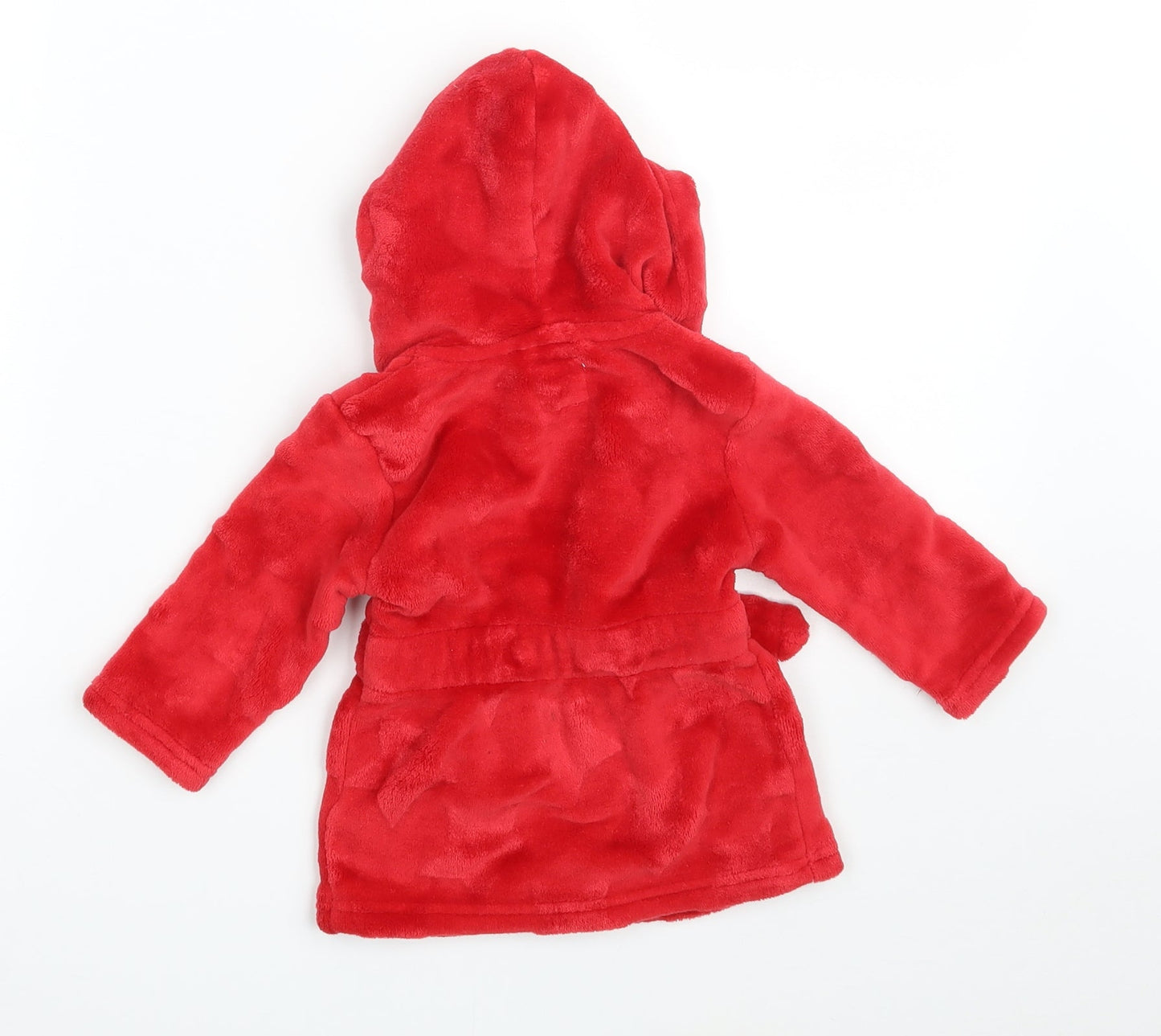 Primark Baby Red Solid 100% Polyester Babydoll Robe Size 6-9 Months   - Pockets