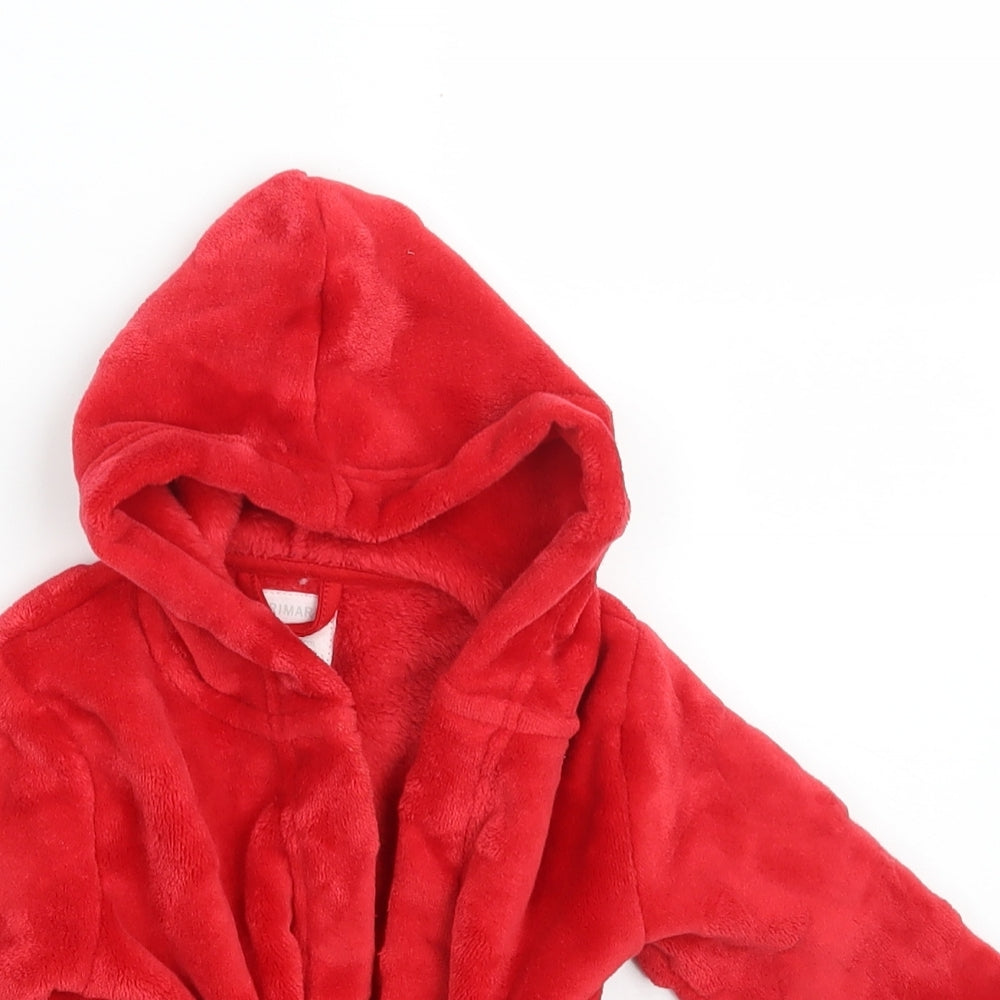 Primark Baby Red Solid 100% Polyester Babydoll Robe Size 6-9 Months   - Pockets