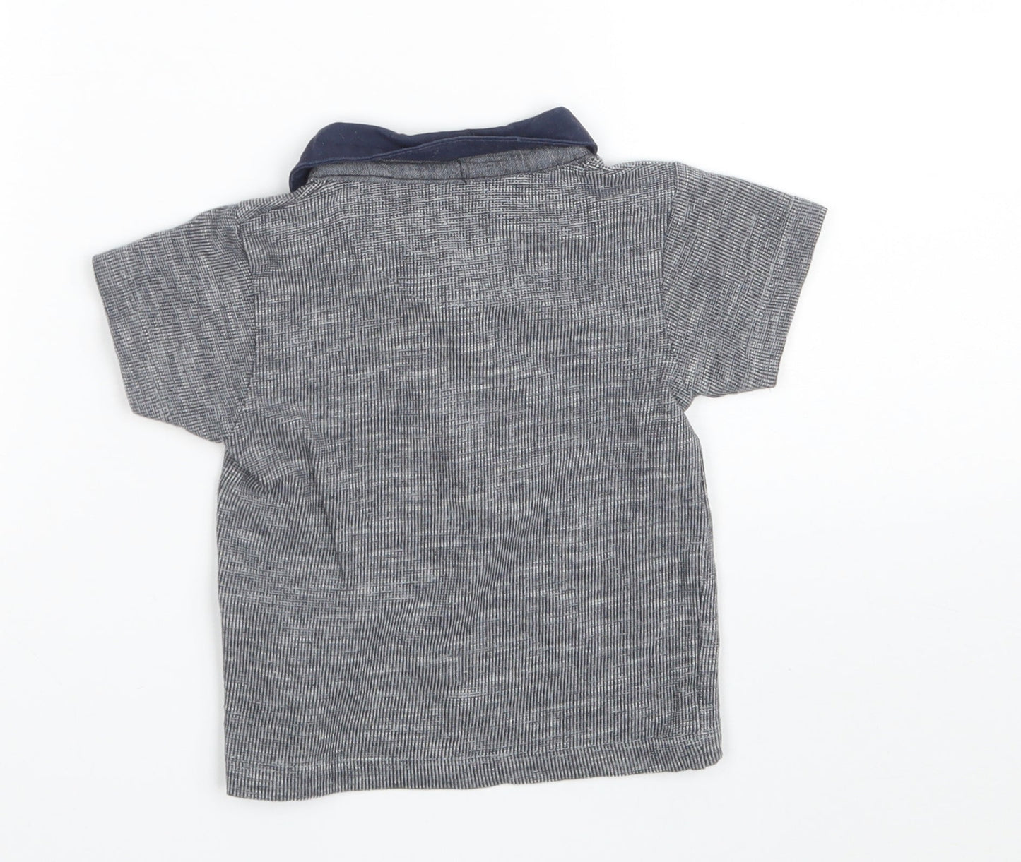 Primark Boys Grey  100% Cotton Pullover Polo Size 12-18 Months Collared Button