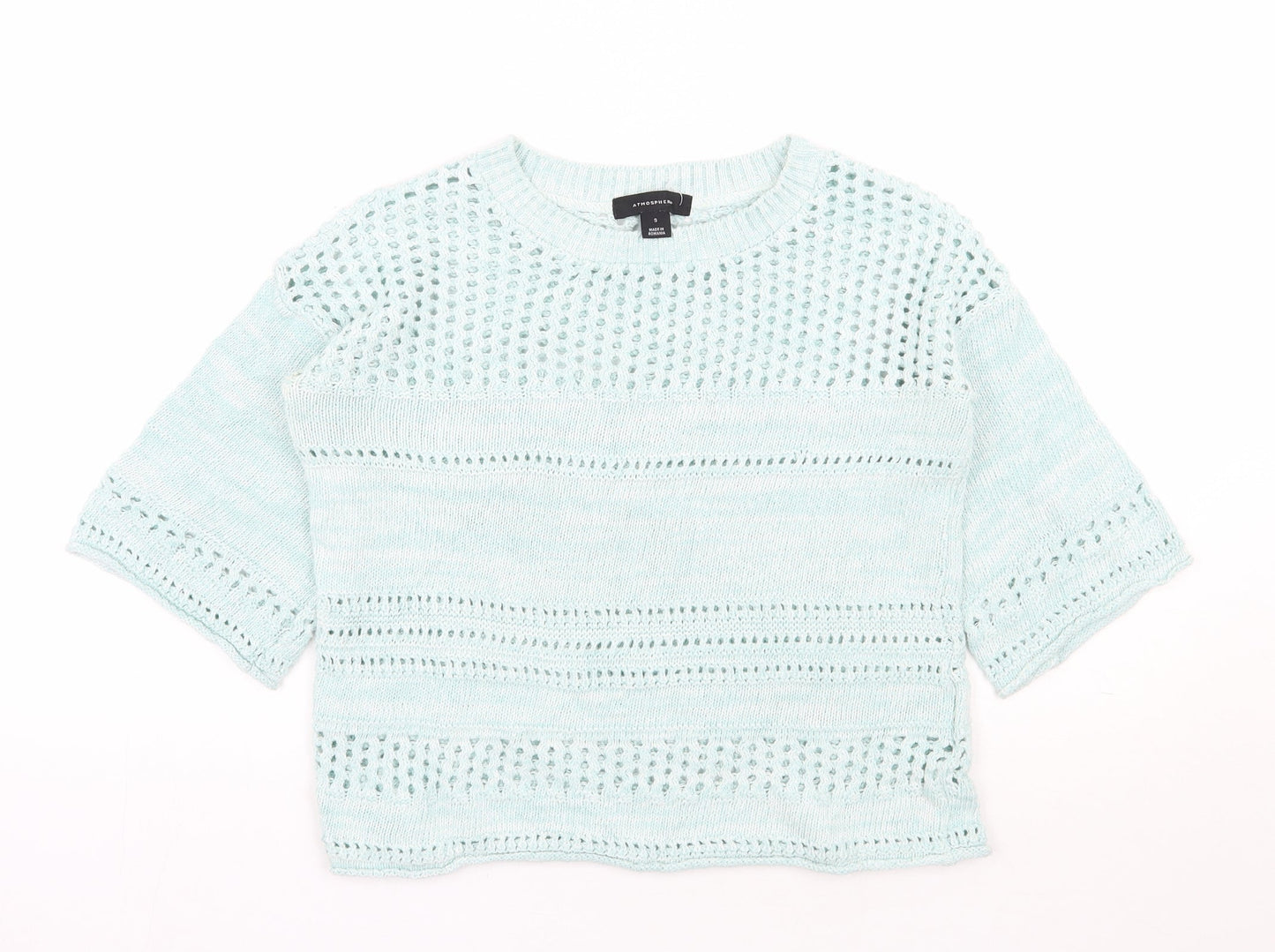 Atmosphere Womens Green Round Neck  Cotton Pullover Jumper Size S