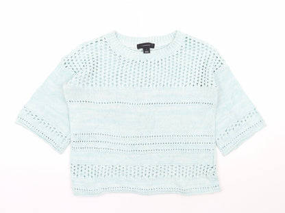 Atmosphere Womens Green Round Neck  Cotton Pullover Jumper Size S