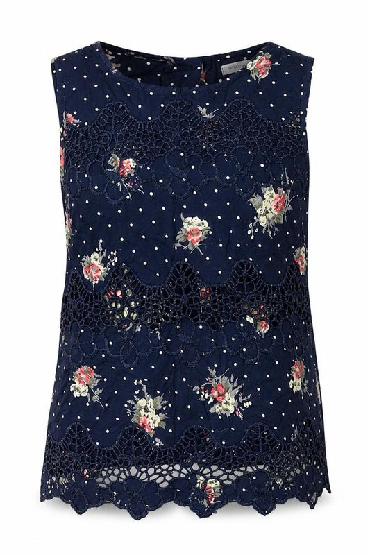River Island Womens Blue Floral Viscose Basic Blouse Size 6 Round Neck