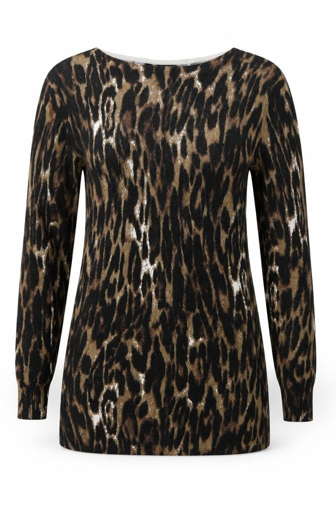 DAVID EMANUEL Womens Black Animal Print Nylon Basic Blouse Size XS Round Neck