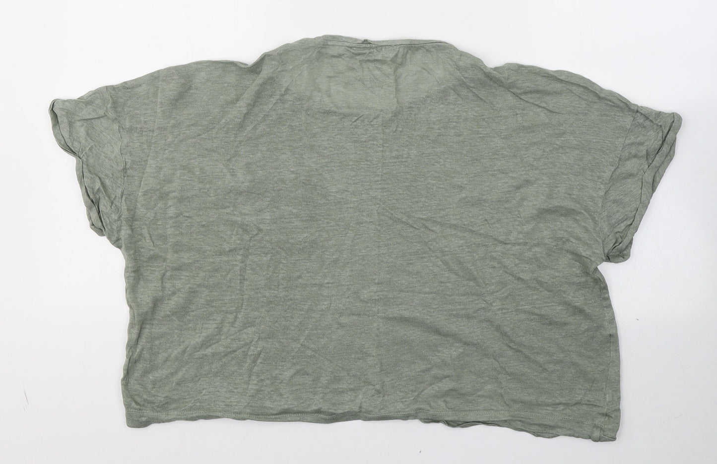 Mango Womens Green  Polyester Basic T-Shirt Size M Round Neck