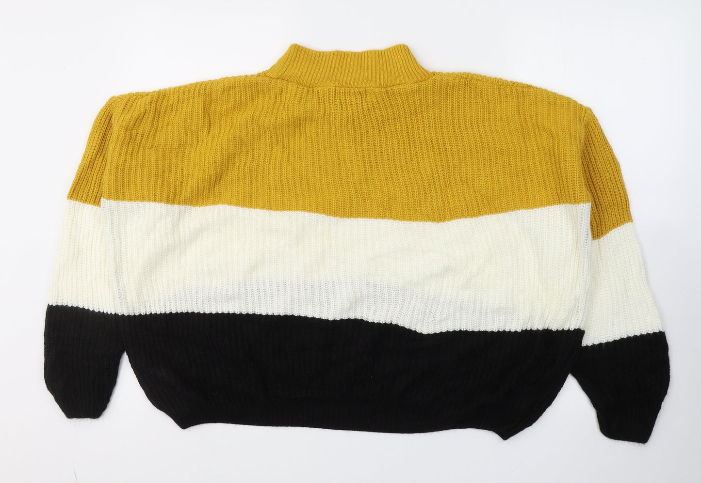 Select Womens Multicoloured High Neck Striped Acrylic Pullover Jumper Size 18