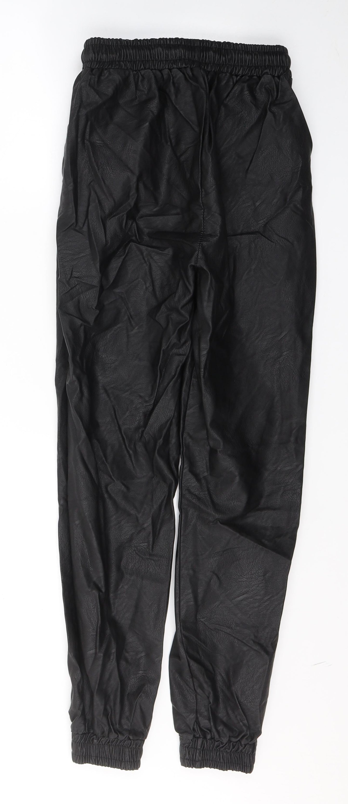 Made in Italy Womens Black  Polyurethane Trousers  Size S L26 in Regular Tie