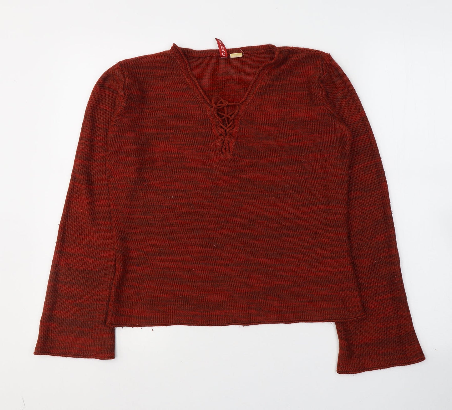 Divided by H&M Womens Red  Acrylic Basic Blouse Size 12 V-Neck